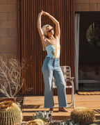 Free Fall High-Waist Denim Pants - Surf Spray