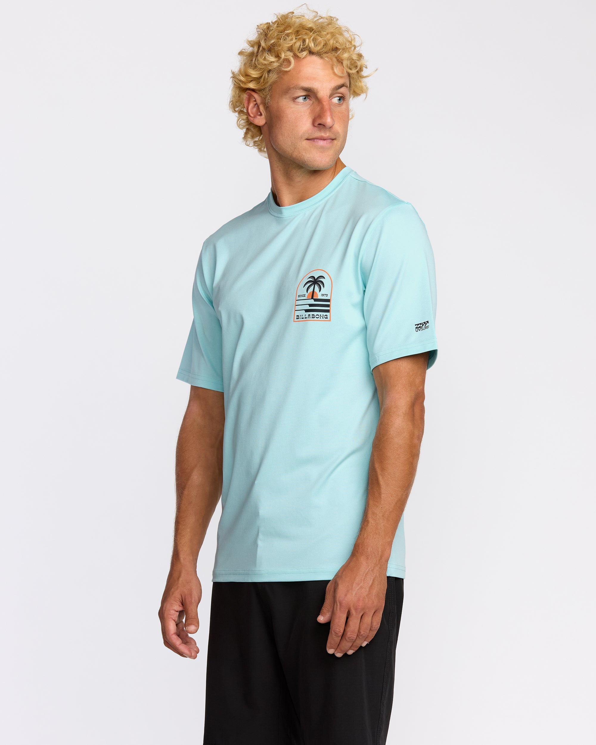 Portal Loose Fit Short Sleeve Surf Short Sleeve T-Shirt - Light Blue Heather