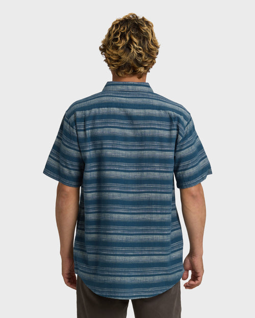 All Day Stripe Short Sleeve Shirt - Dark Denim
