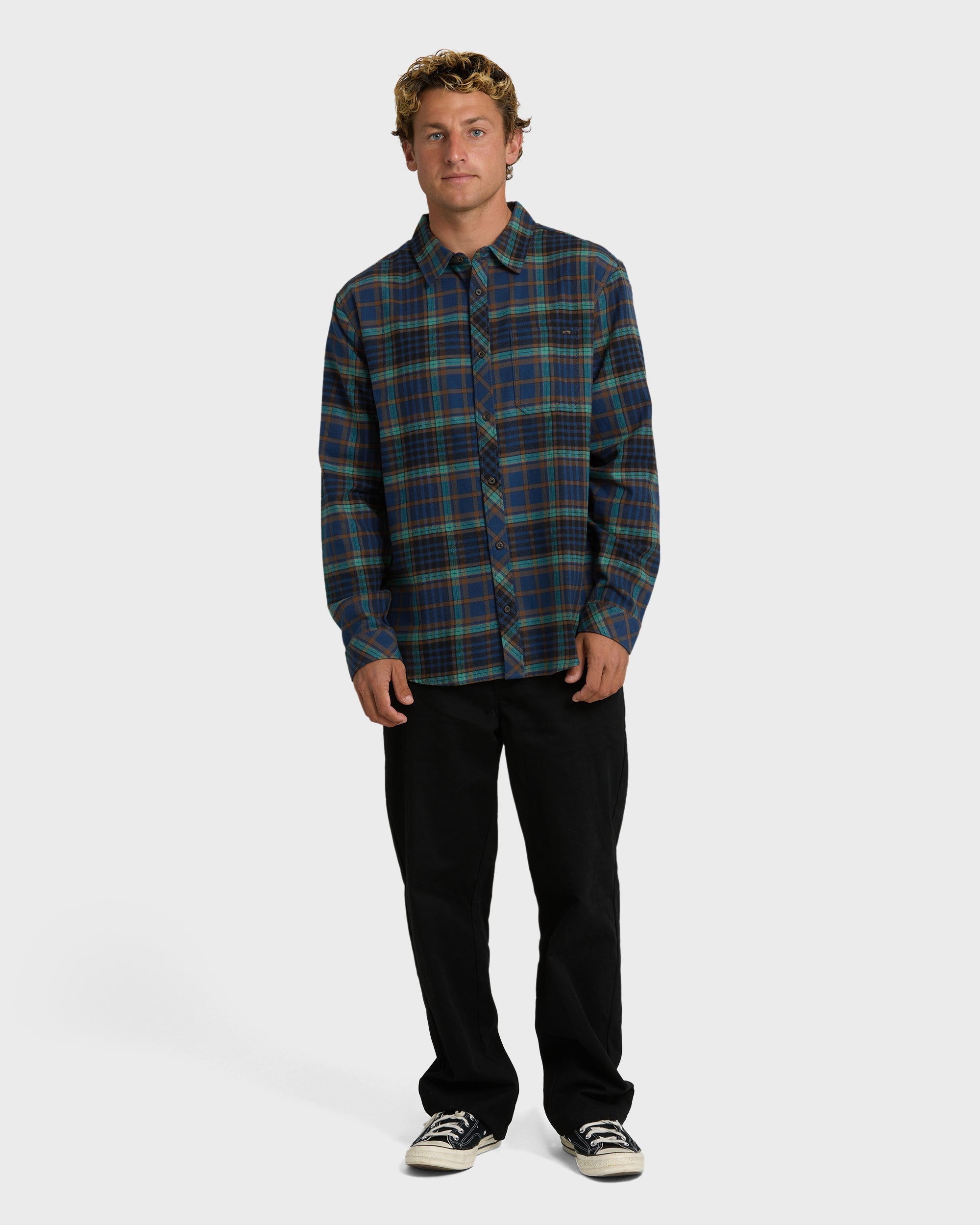 Coastline Long Sleeve Flannel Shirt - Dark Denim