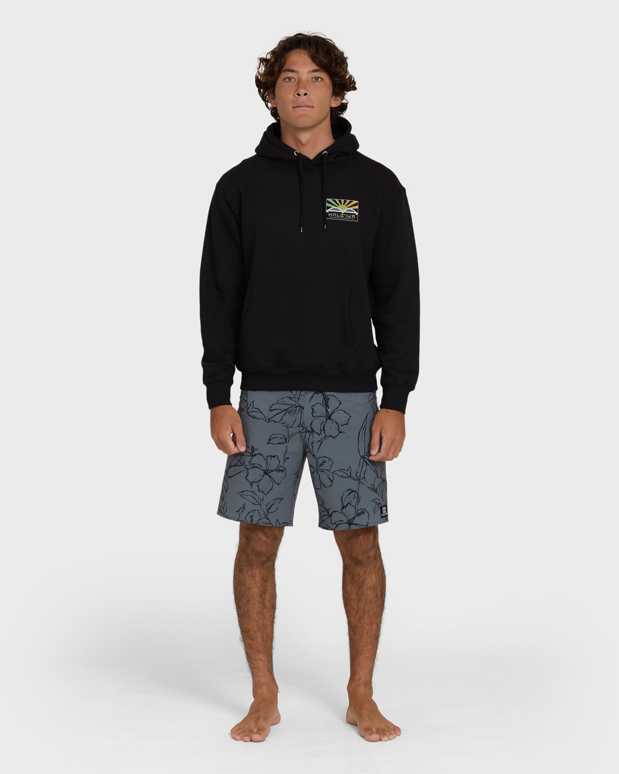 Haleiwa Rising Sun Pullover Hoodie  - Black