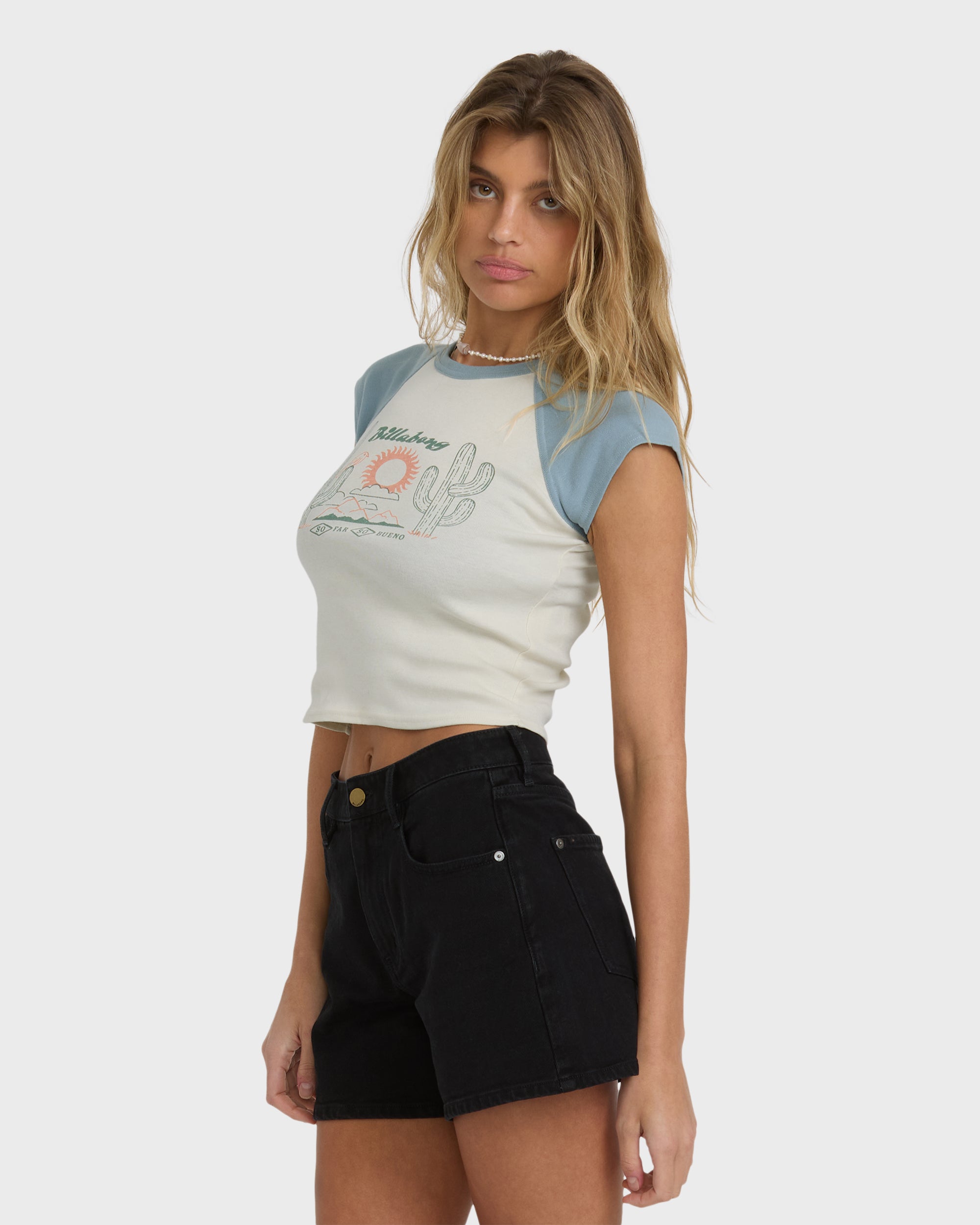 Forever Had Short Sleeve Raglan Tee - Mineral Blue