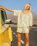 Beach Side Printed Short Sleeve Shirt - Pistachio