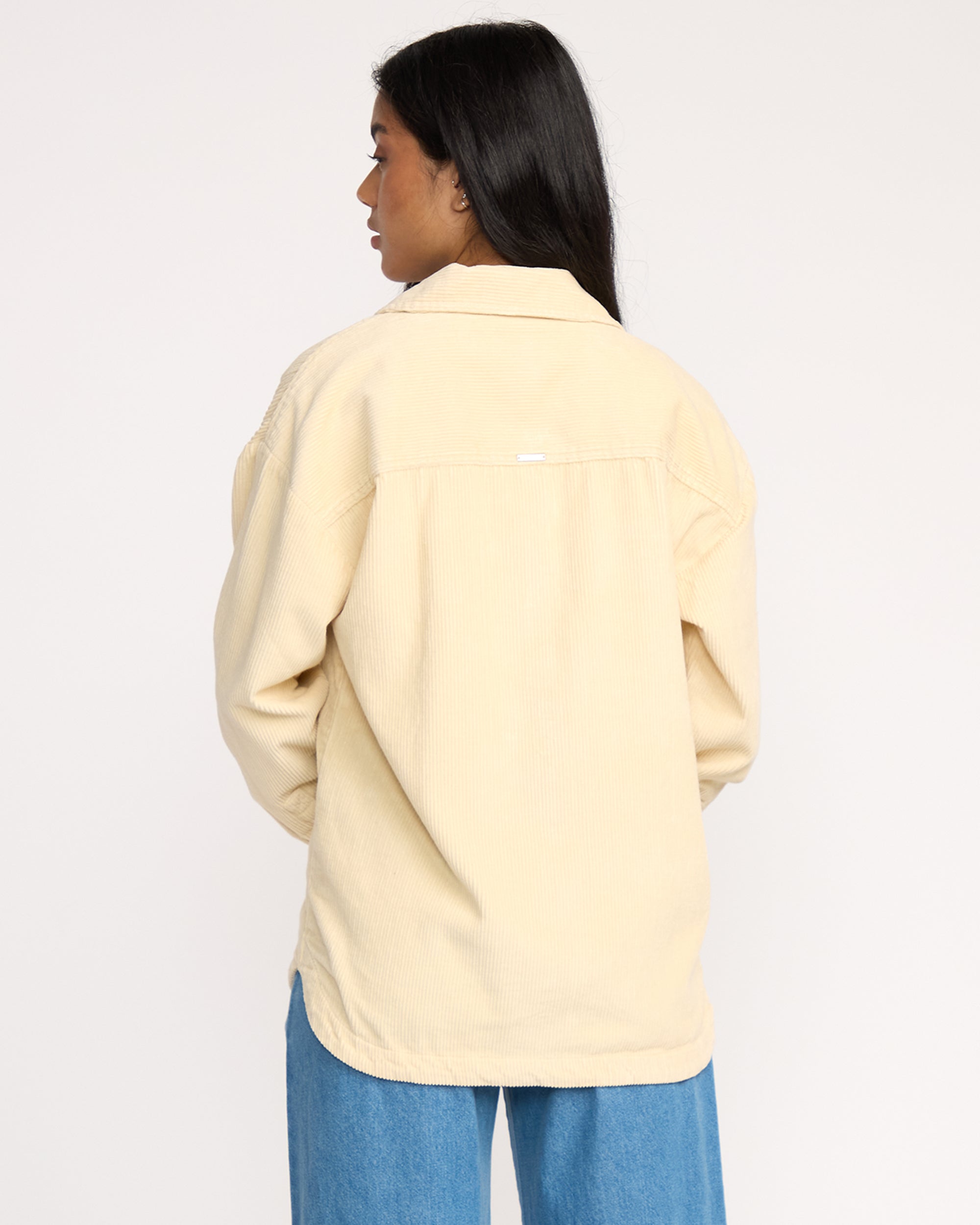 Fadeaway Long Sleeve Cord Shacket - Whitecap