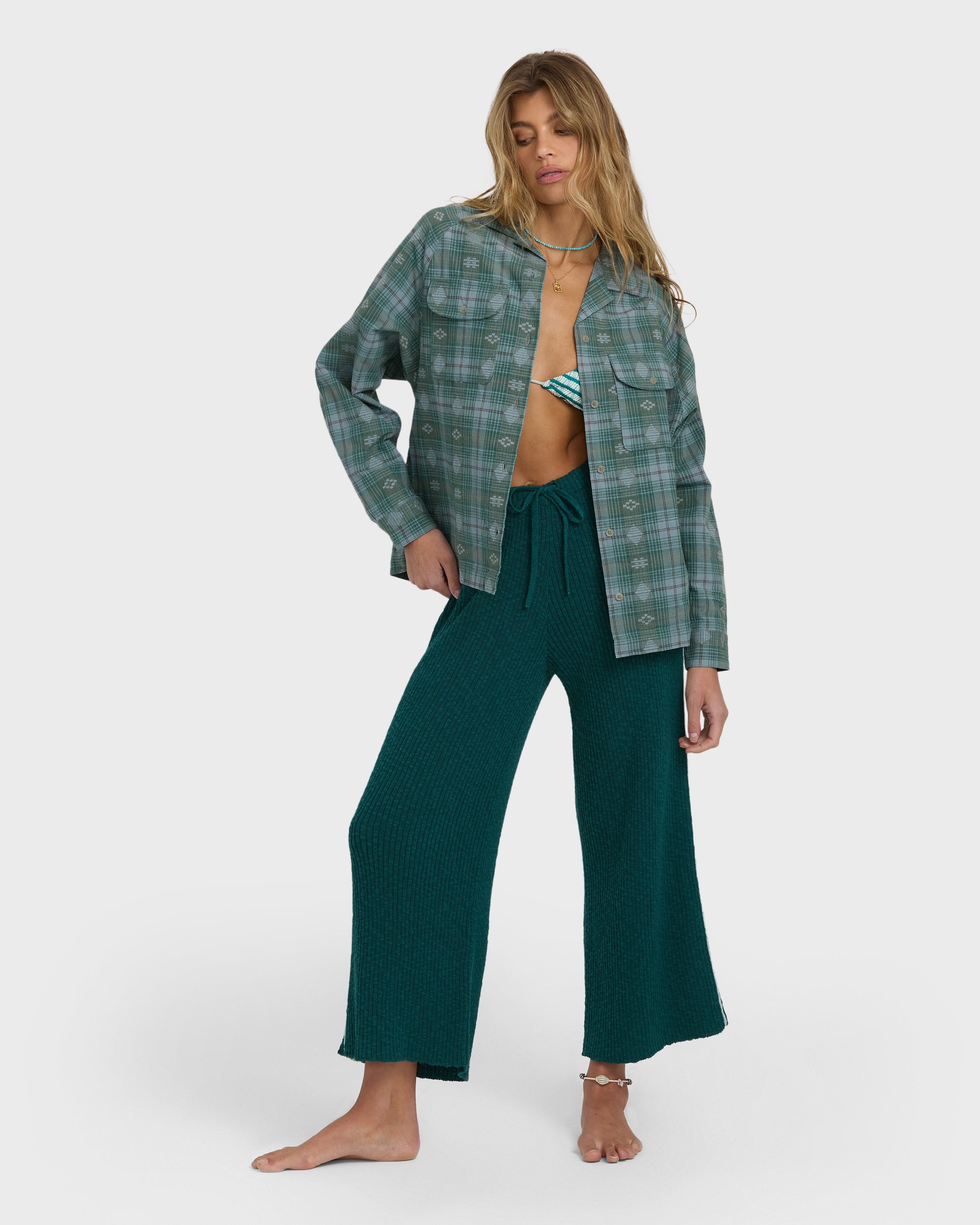 Coastal Breeze Long Sleeve Shirt - Mineral Blue