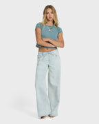 Jade Saltwashed Elastic Waist Pants - Blue Mist