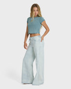 Jade Saltwashed Elastic Waist Pants - Blue Mist