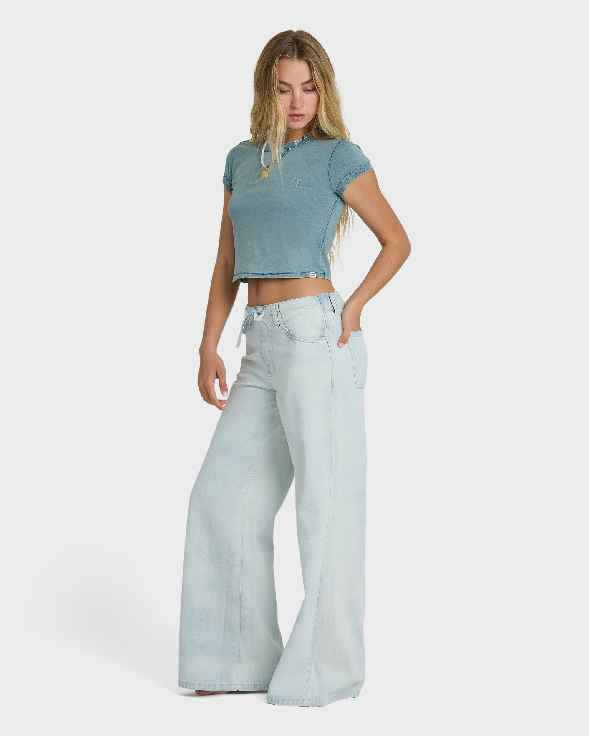 Jade Saltwashed Elastic Waist Pants - Blue Mist