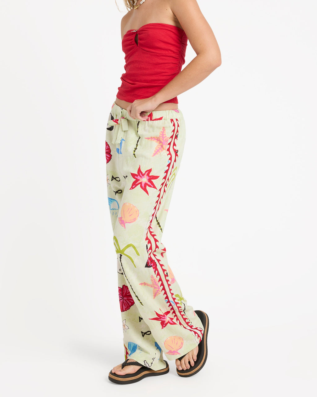 Lottie Hall Woven Elastic Waist Pants - Sunny Lime