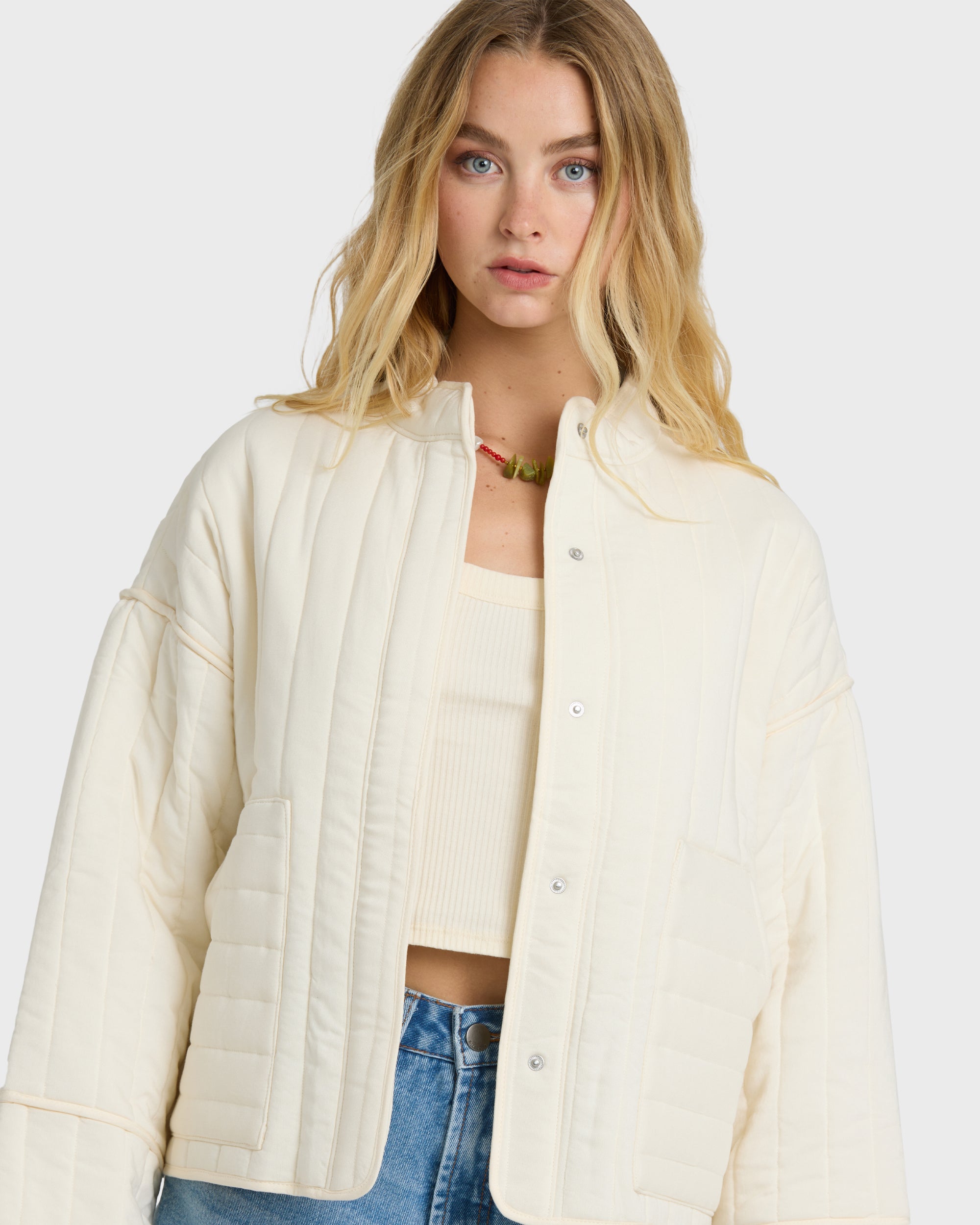 Folk Story 2 Quilted Jacket - White Cap