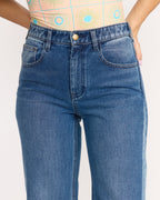 Free Fall High-Waist Denim Flare Pants - Middle Broken Blue