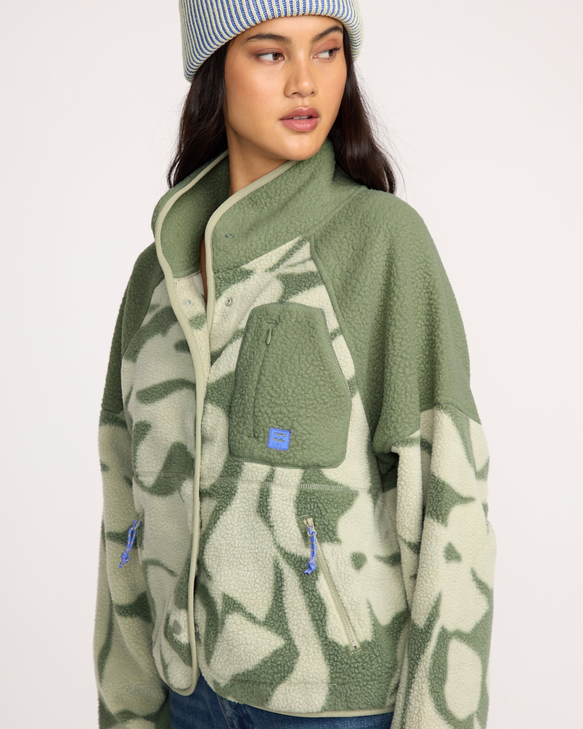 A/Div Popoyo Snap Up Sherpa Fleece Jacket - Seagrass