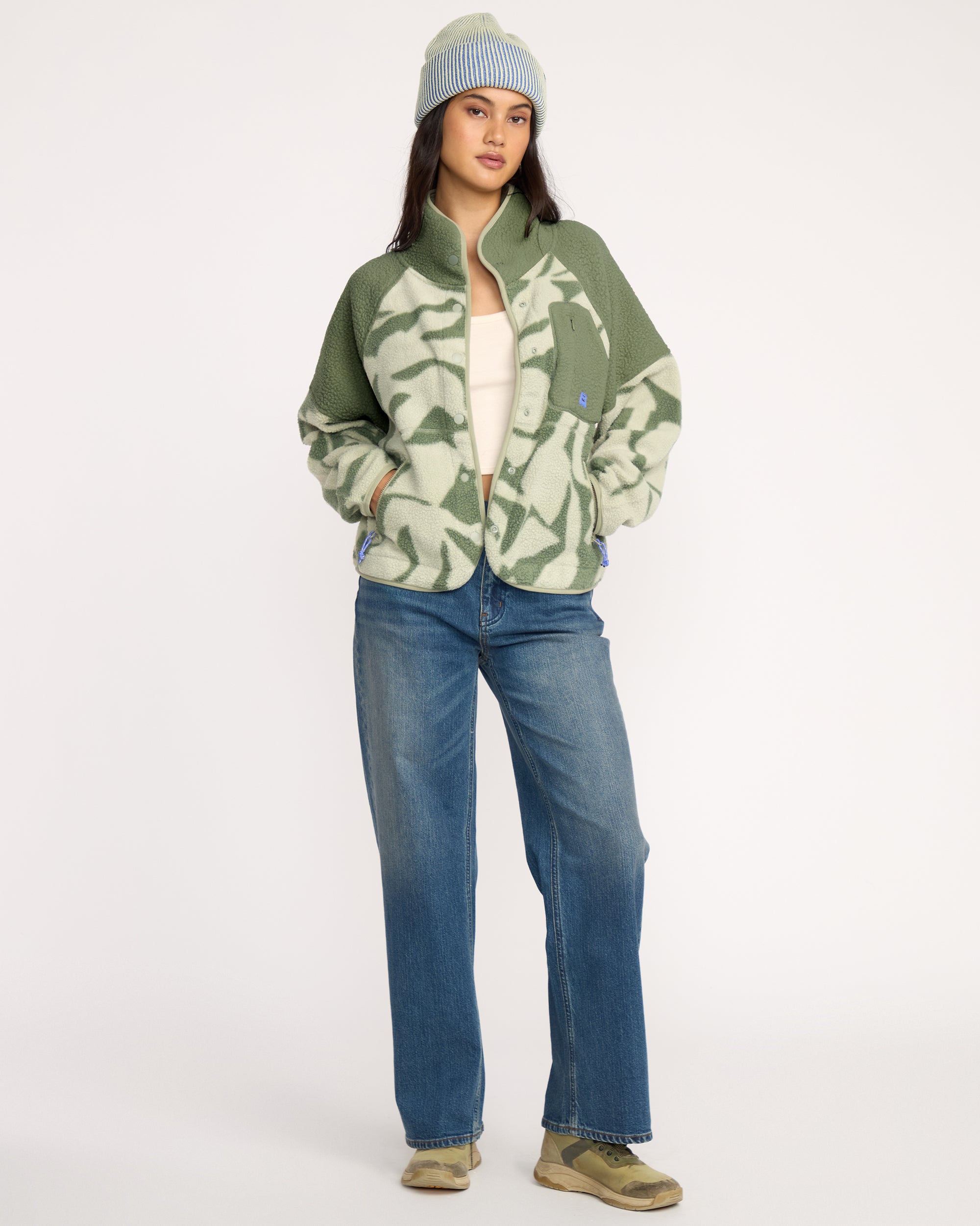 A/Div Popoyo Snap Up Sherpa Fleece Jacket - Seagrass