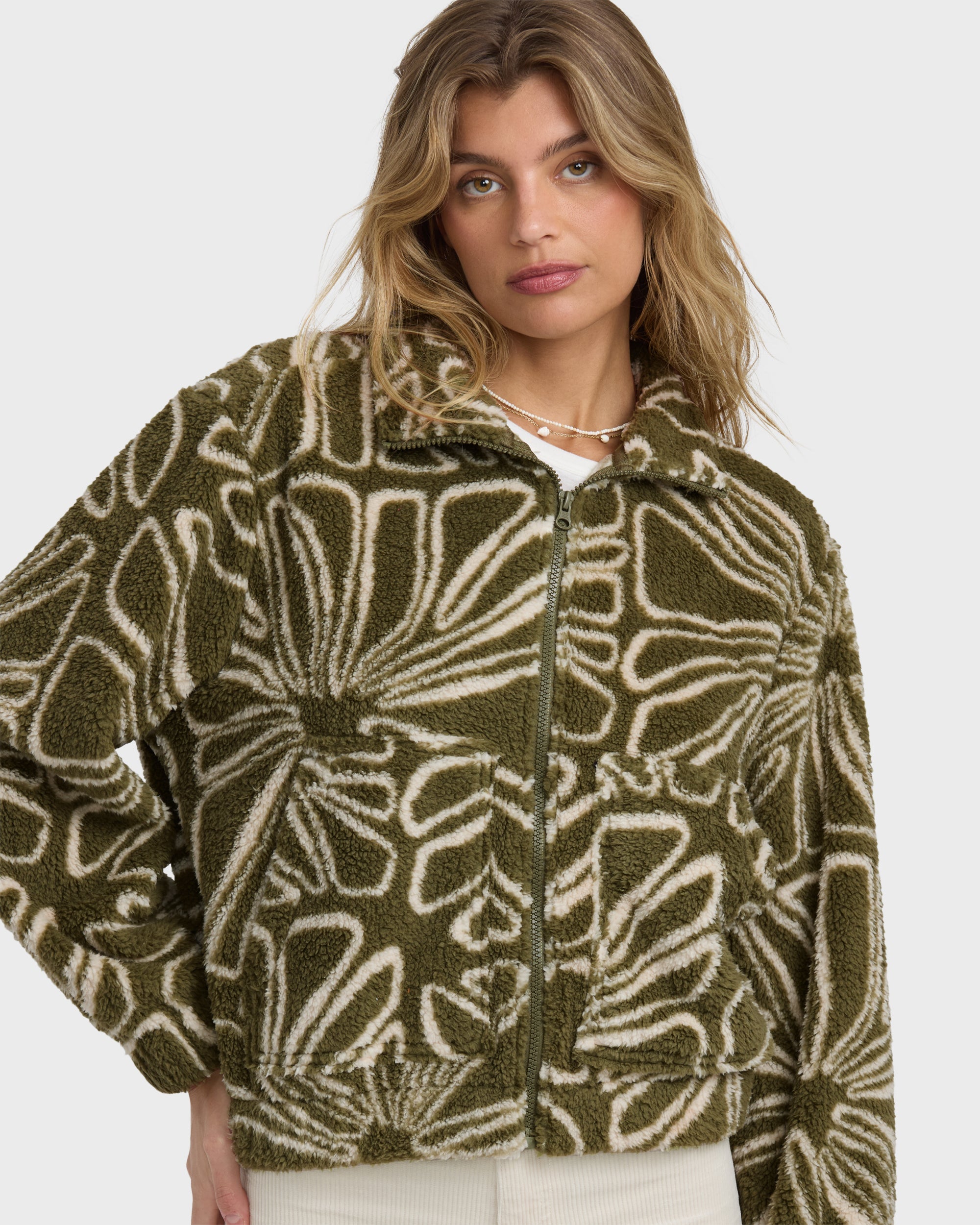 First Light Sherpa Front Zip Fleece - Martini Olive