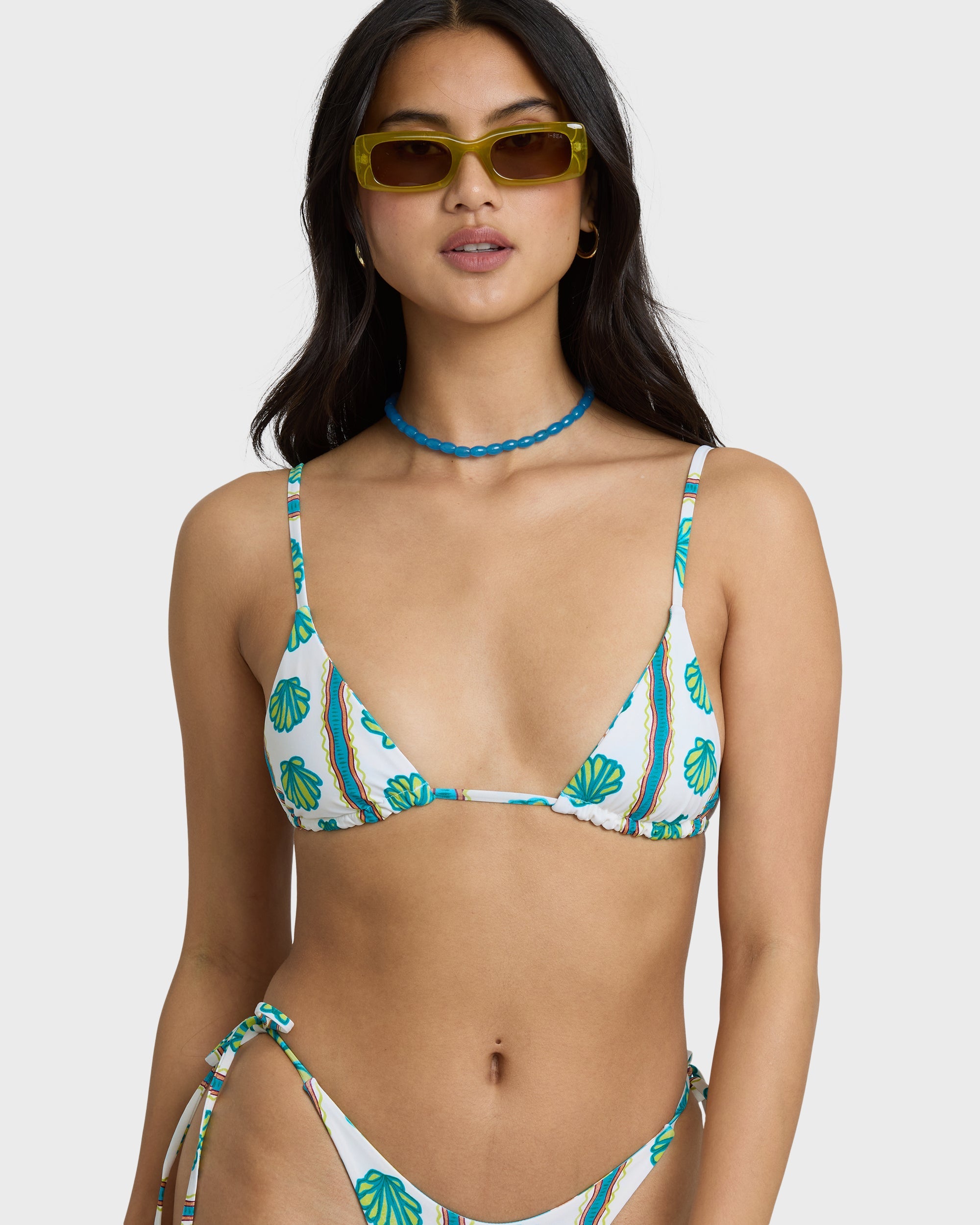Salty Waves Reversible Mini Slide Triangle Bikini Top - Salt Crystal