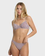 Mini Wave Check Tropic Medium Bikini Bottom - Red Dahlia