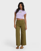 Free Fall High-Waist Twill Pants - Martini Olive