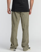 Larry Elastic Waist Corduroy Pants - Green Ash