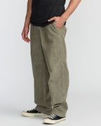 Larry Elastic Waist Corduroy Pants - Green Ash