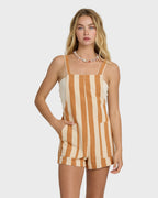 Beach Crush Yarn-Dyed Overalls - Caramel Cafe