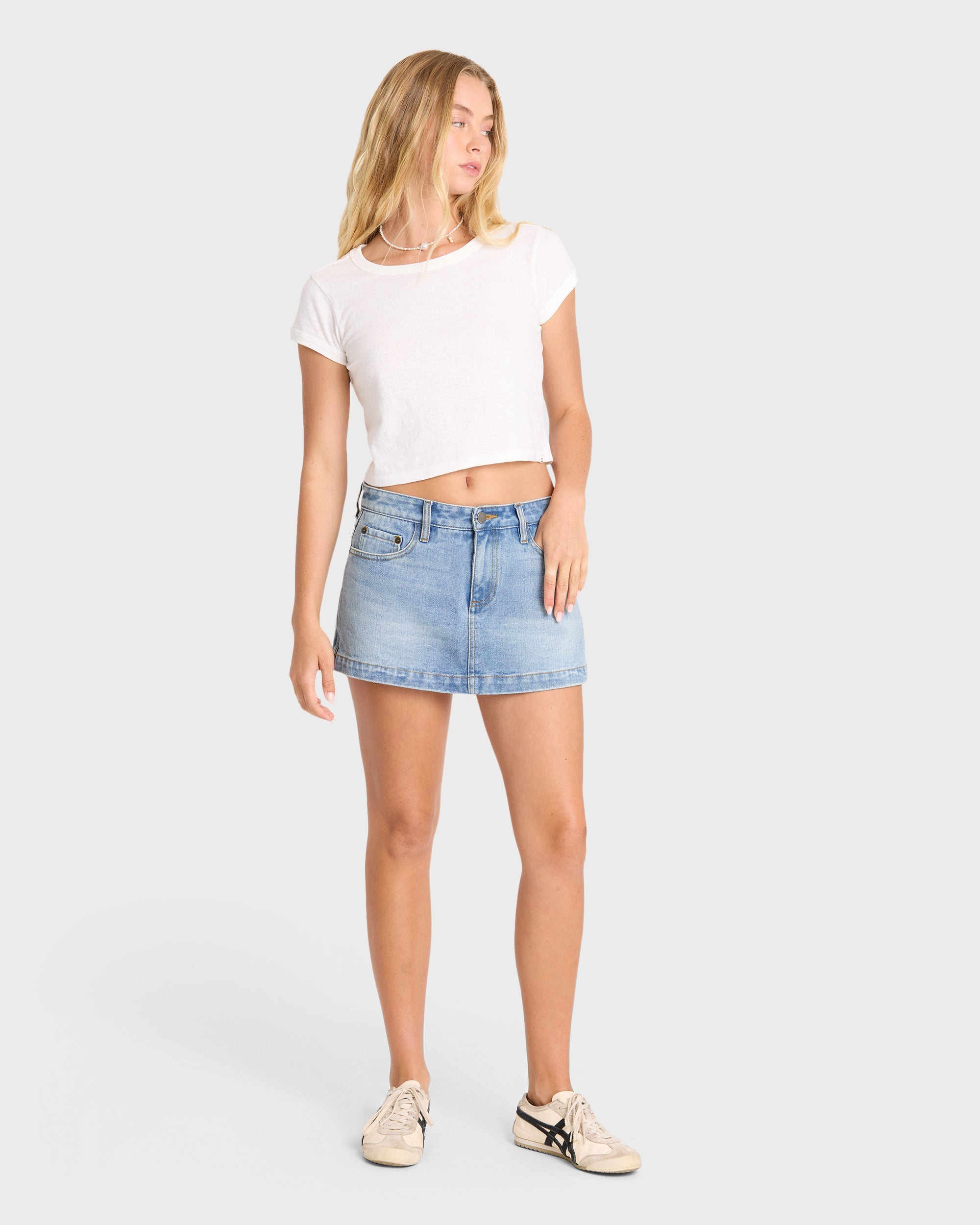 Micro Moment Denim Skort - Faded Indigo Fray