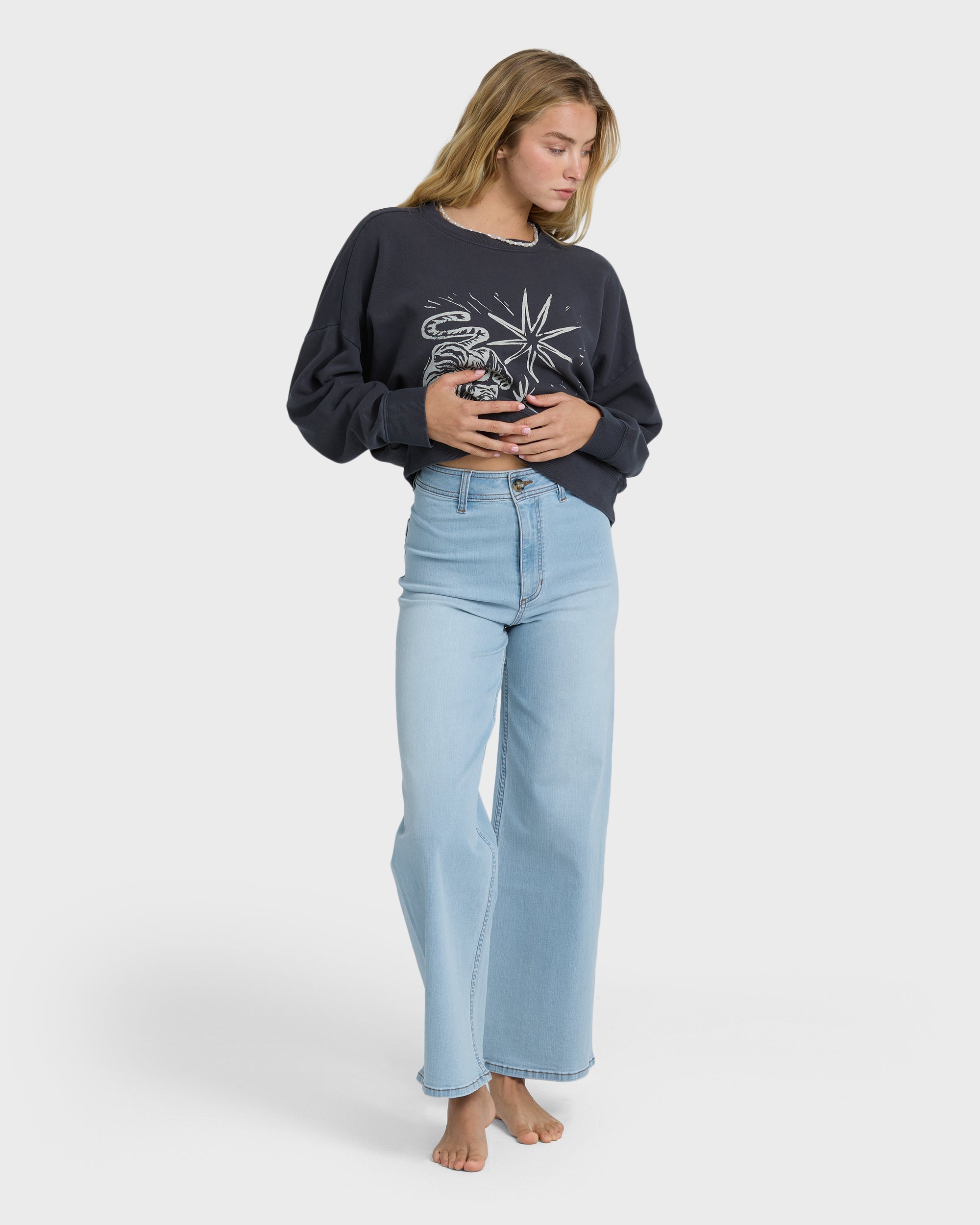 Free Fall Wide Leg Jeans - Surf Spray