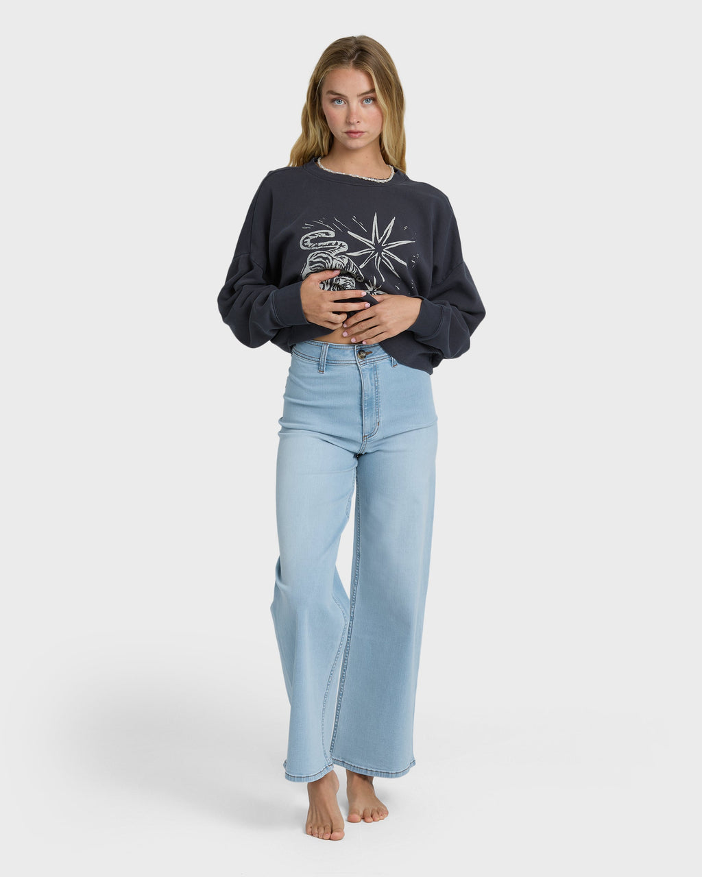 Free Fall Wide Leg Jeans - Surf Spray