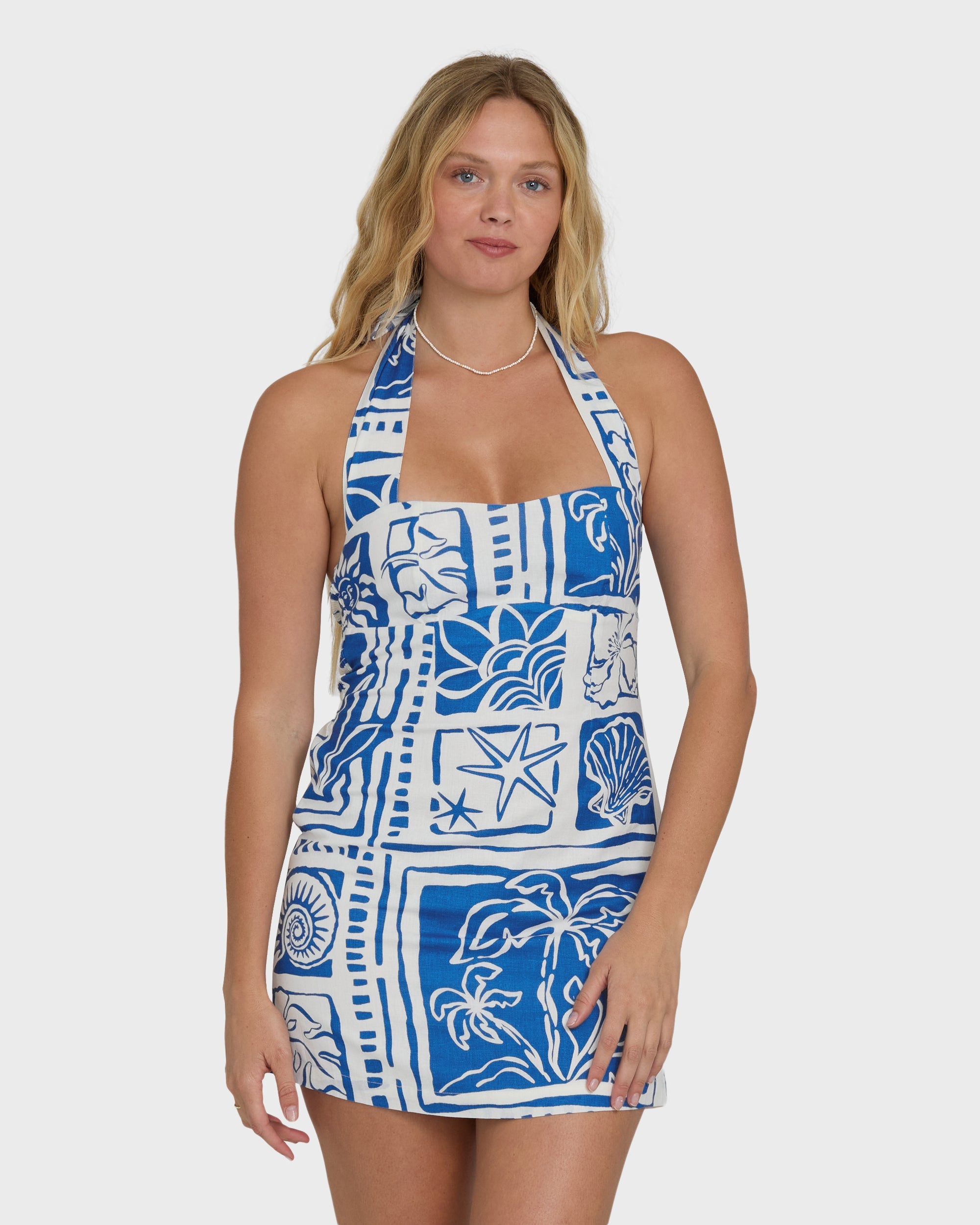 Sea Glow Mini Dress - True Blue
