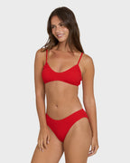 Rising Tide Ruched V Bralette Bikini Top - Fiesta Red
