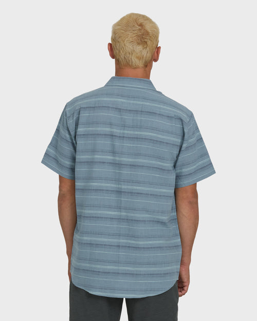 All Day Stripe Short Sleeve Shirt - Blue Fog