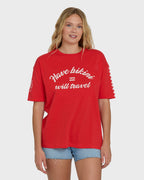 I Will Travel Short Sleeve Knit T-Shirt - Fiesta Red