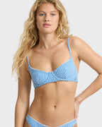 Mini Wave Check Maui Bikini Bottoms - True Blue