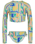 Girls Sol Playa Crop Rashguard Swimsuit Set