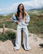 Jade Saltwashed Elastic Waist Pants - Blue Mist